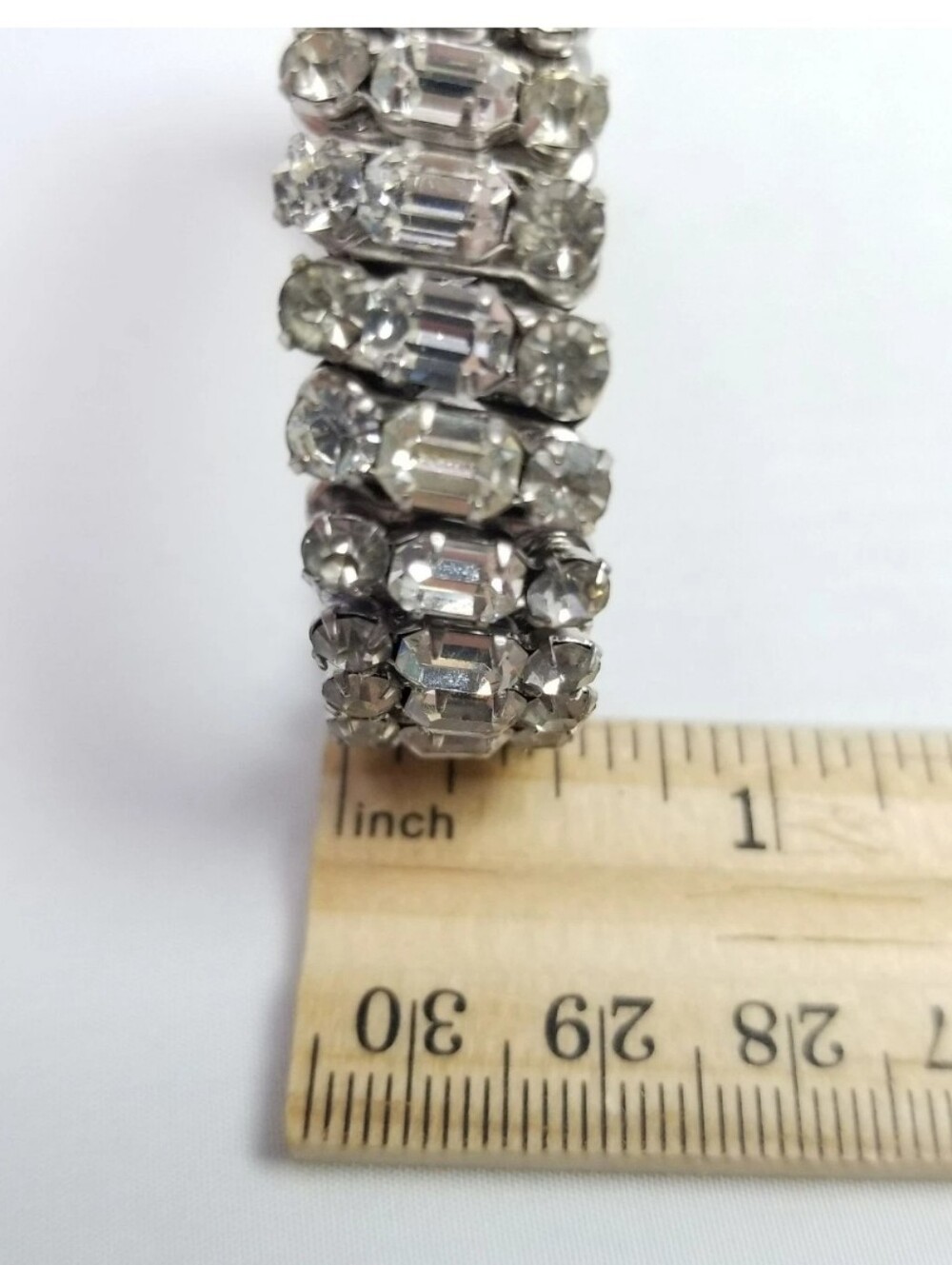 Parco Signed Vintage Three Row Rhinestone Stretch Bracelet - Picture 7 of 8